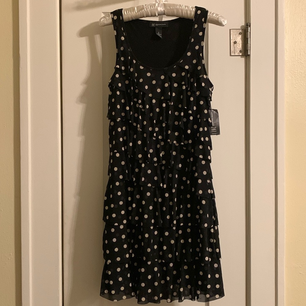 Polka Dot Tiered Dress: NWT Fully Lined, Sleeveless, Scoop Neckline, Super Cute